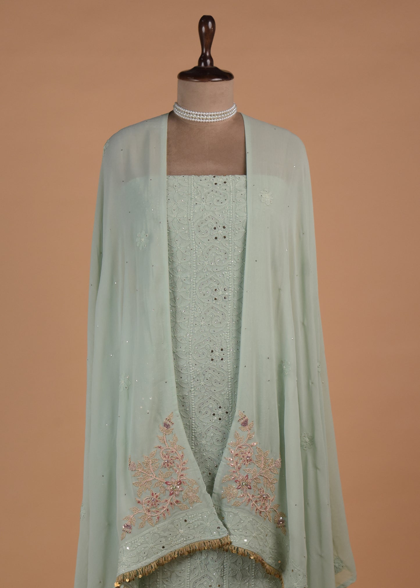Blue Georgette Dress Material - Image 3 | Greenways Delhi