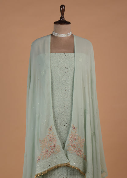Blue Georgette Dress Material - Image 3 | Greenways Delhi