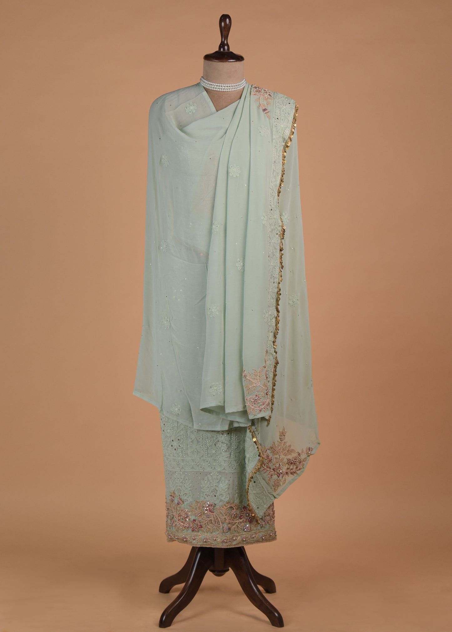 Blue Georgette Dress Material - Image 4 | Greenways Delhi