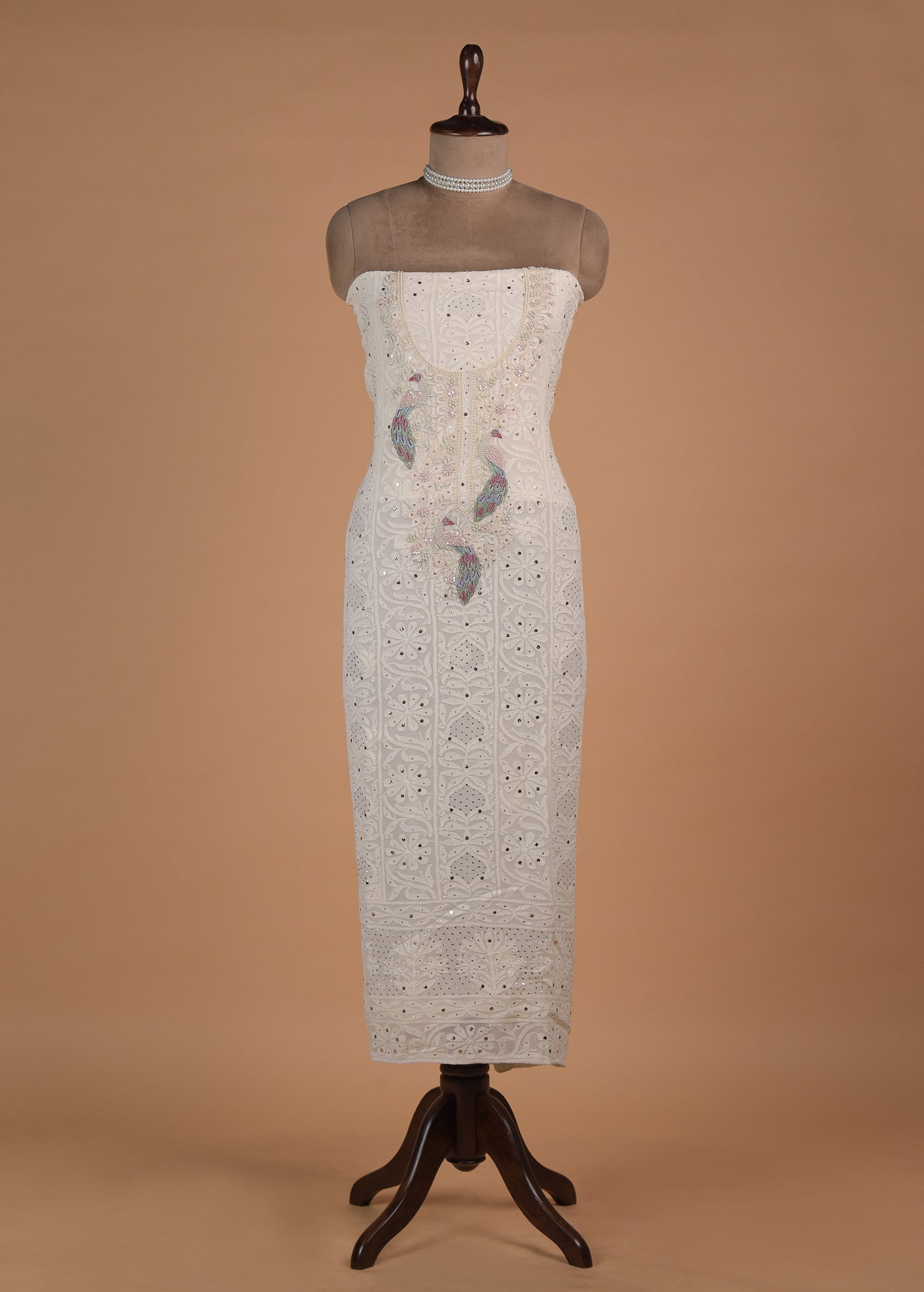 White Georgette Dress Material - Image 2 | Greenways Delhi