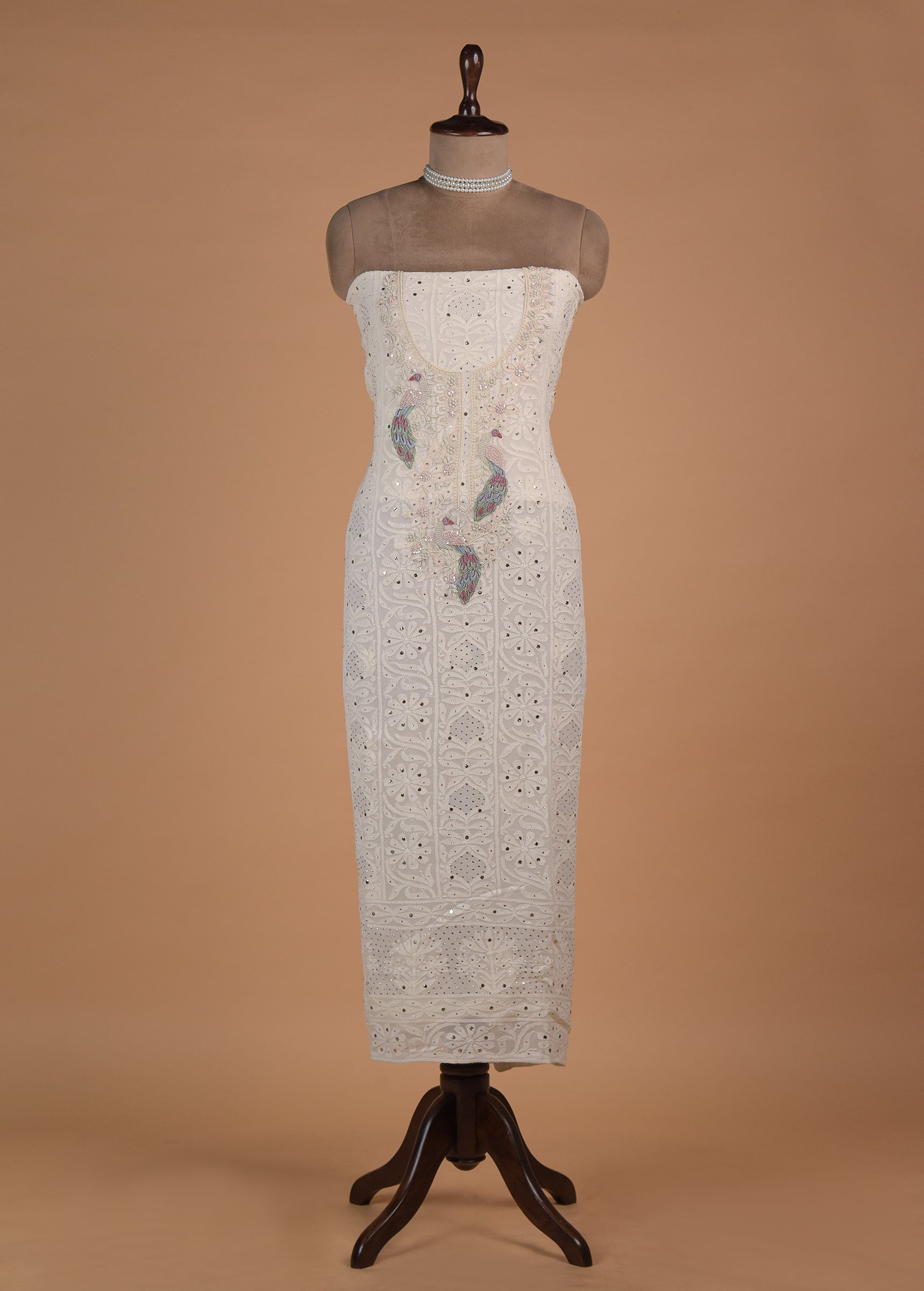 White Georgette Dress Material - Image 2 | Greenways Delhi