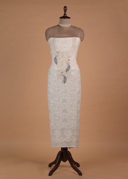 White Georgette Dress Material - Image 2 | Greenways Delhi
