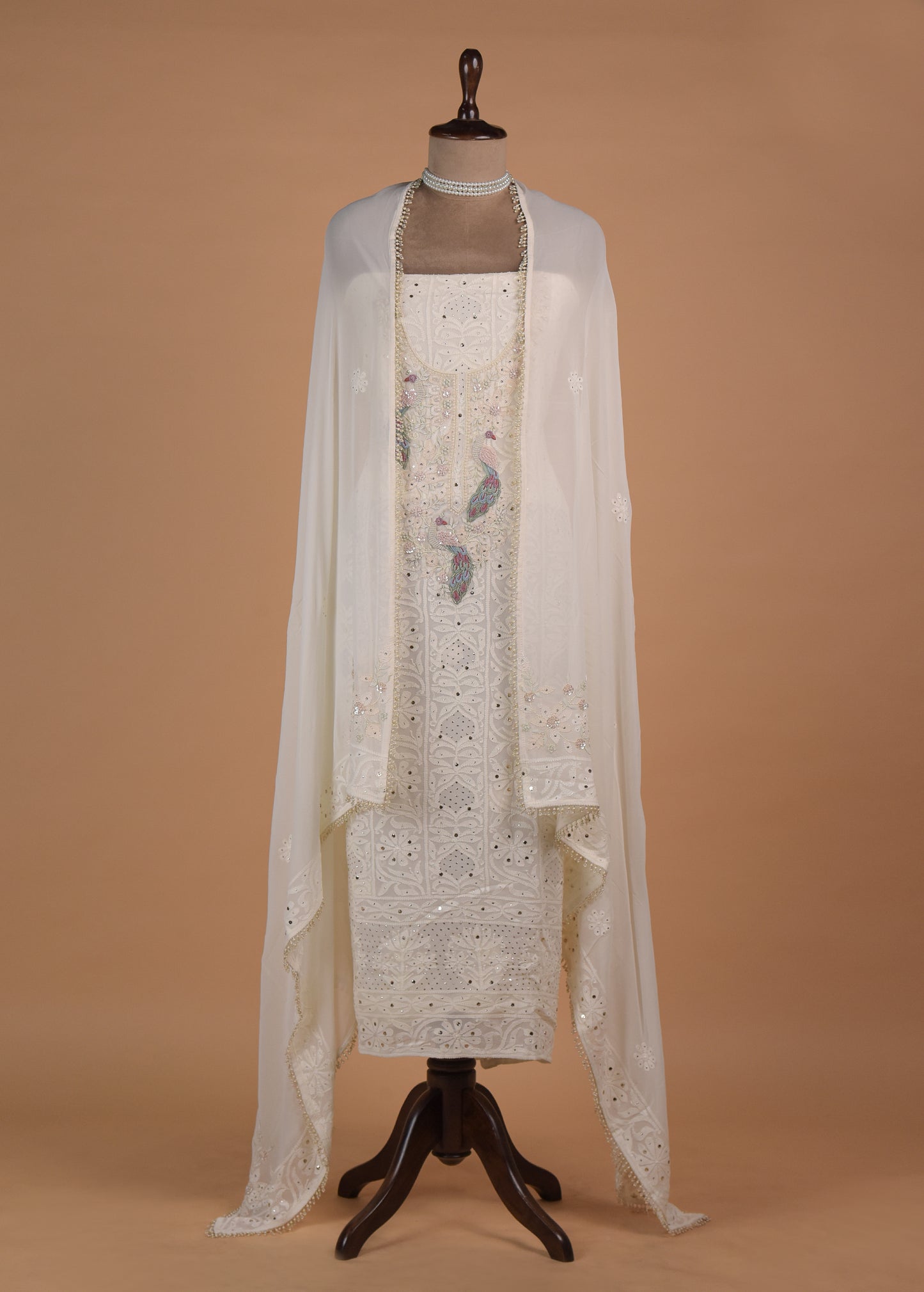 White Georgette Dress Material | Greenways Delhi