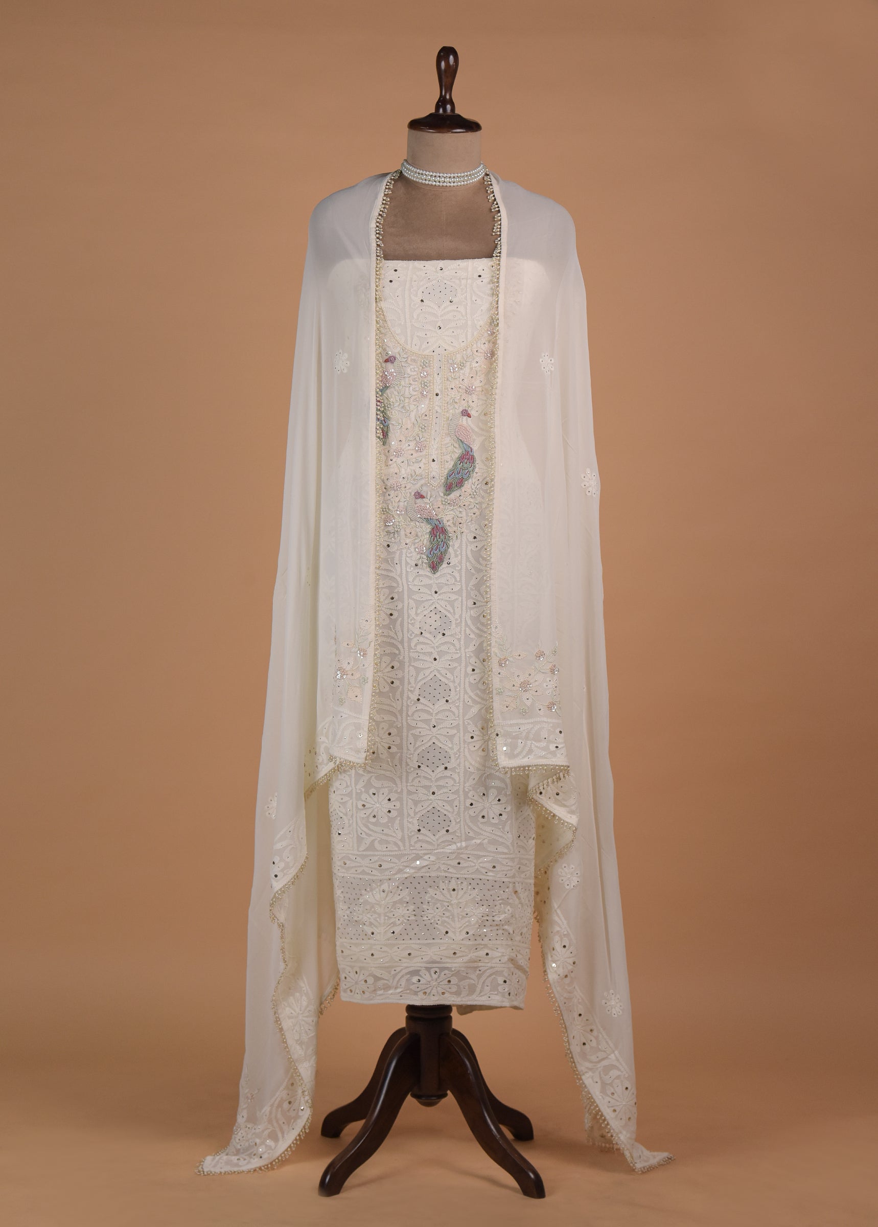 White Georgette Dress Material | Greenways Delhi