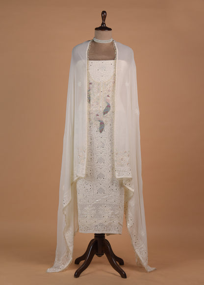 White Georgette Dress Material | Greenways Delhi