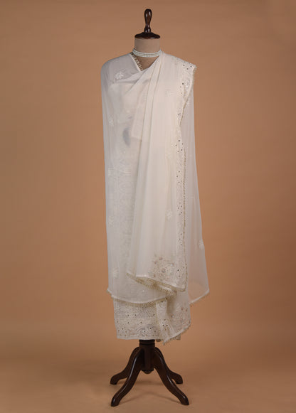 White Georgette Dress Material - Image 4 | Greenways Delhi