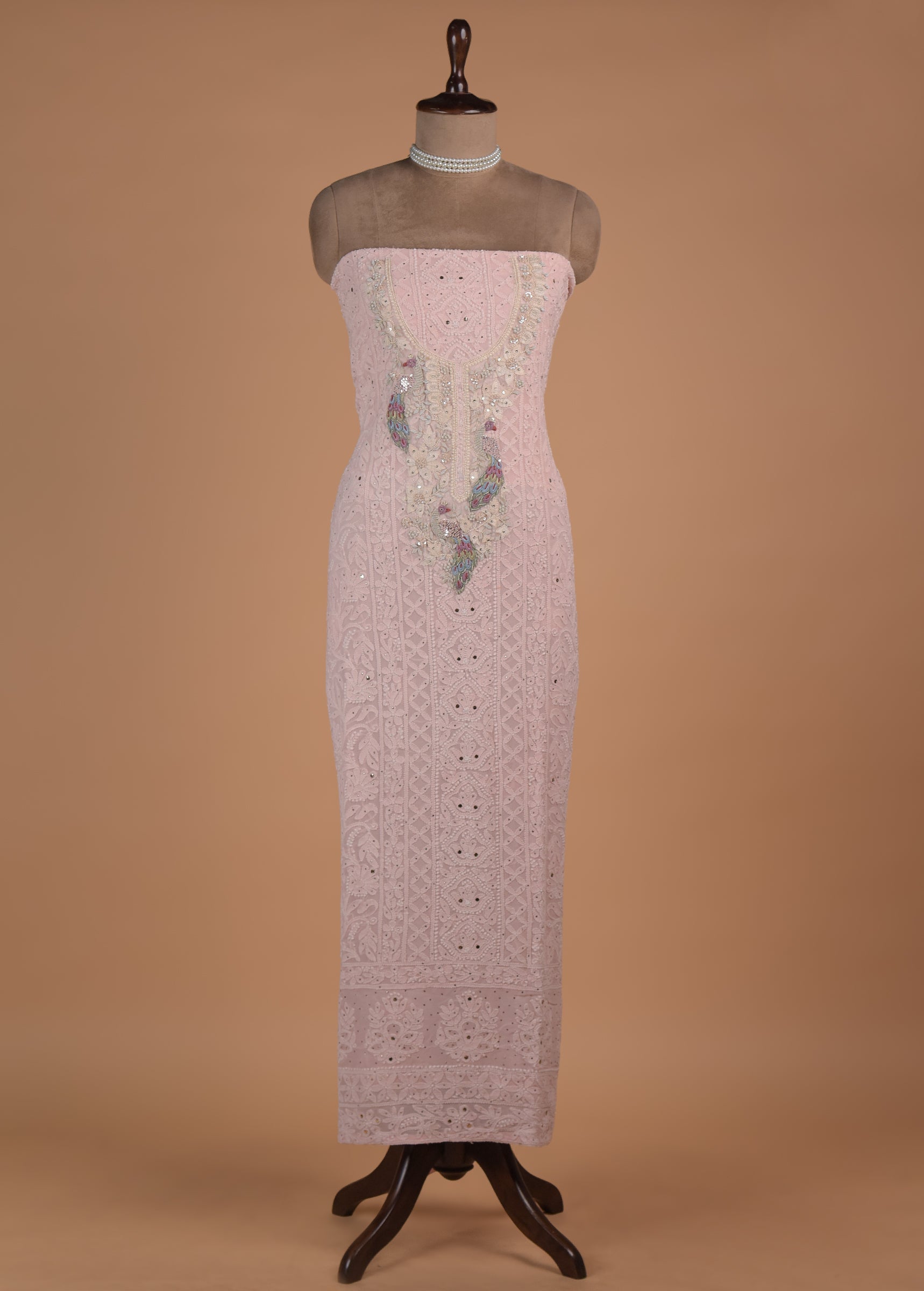 Pink Georgette Dress Material - Image 2 | Greenways Delhi