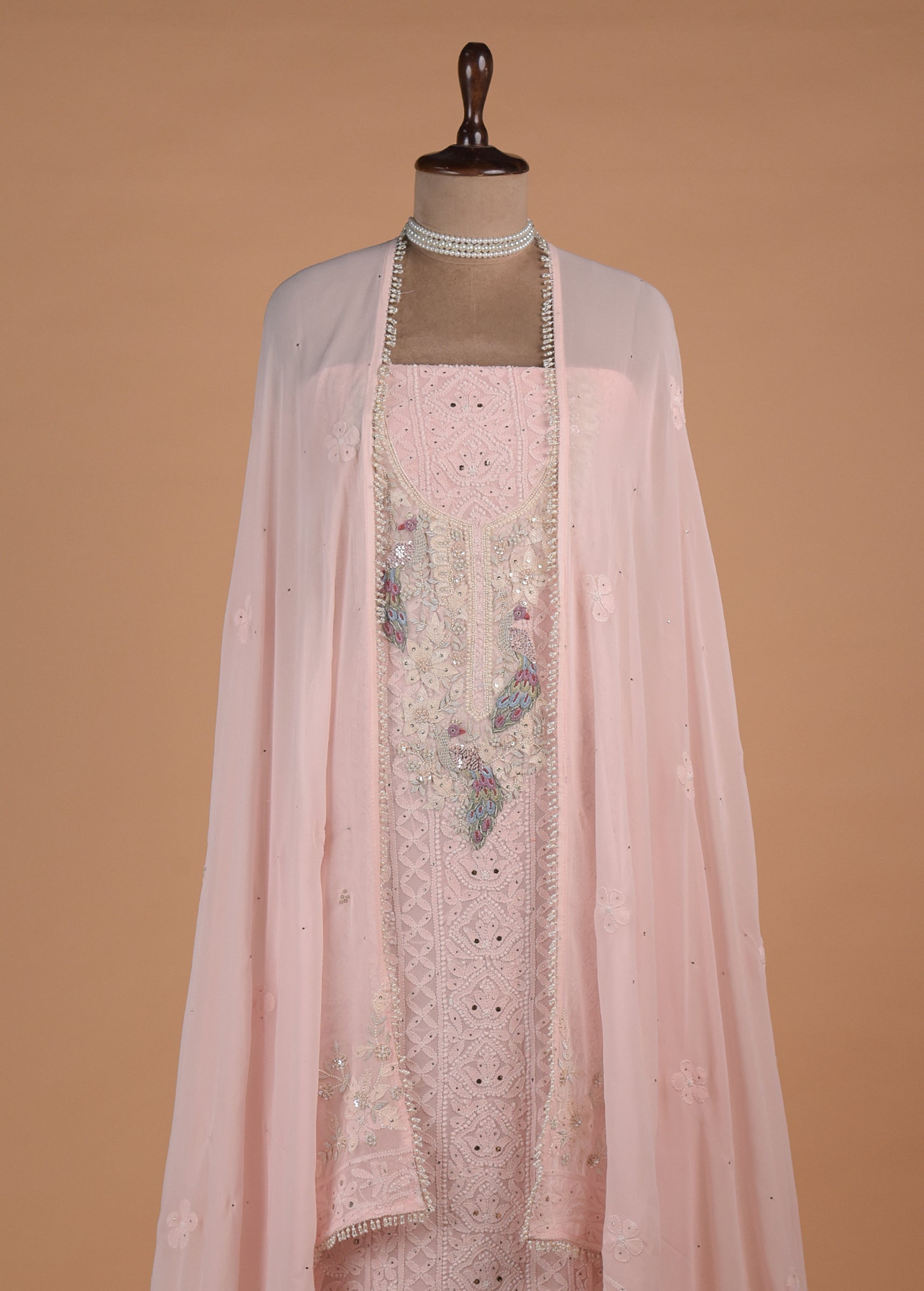 Pink Georgette Dress Material - Image 3 | Greenways Delhi