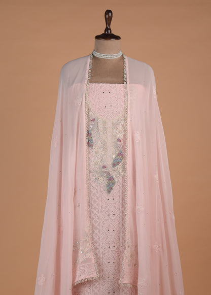 Pink Georgette Dress Material - Image 3 | Greenways Delhi
