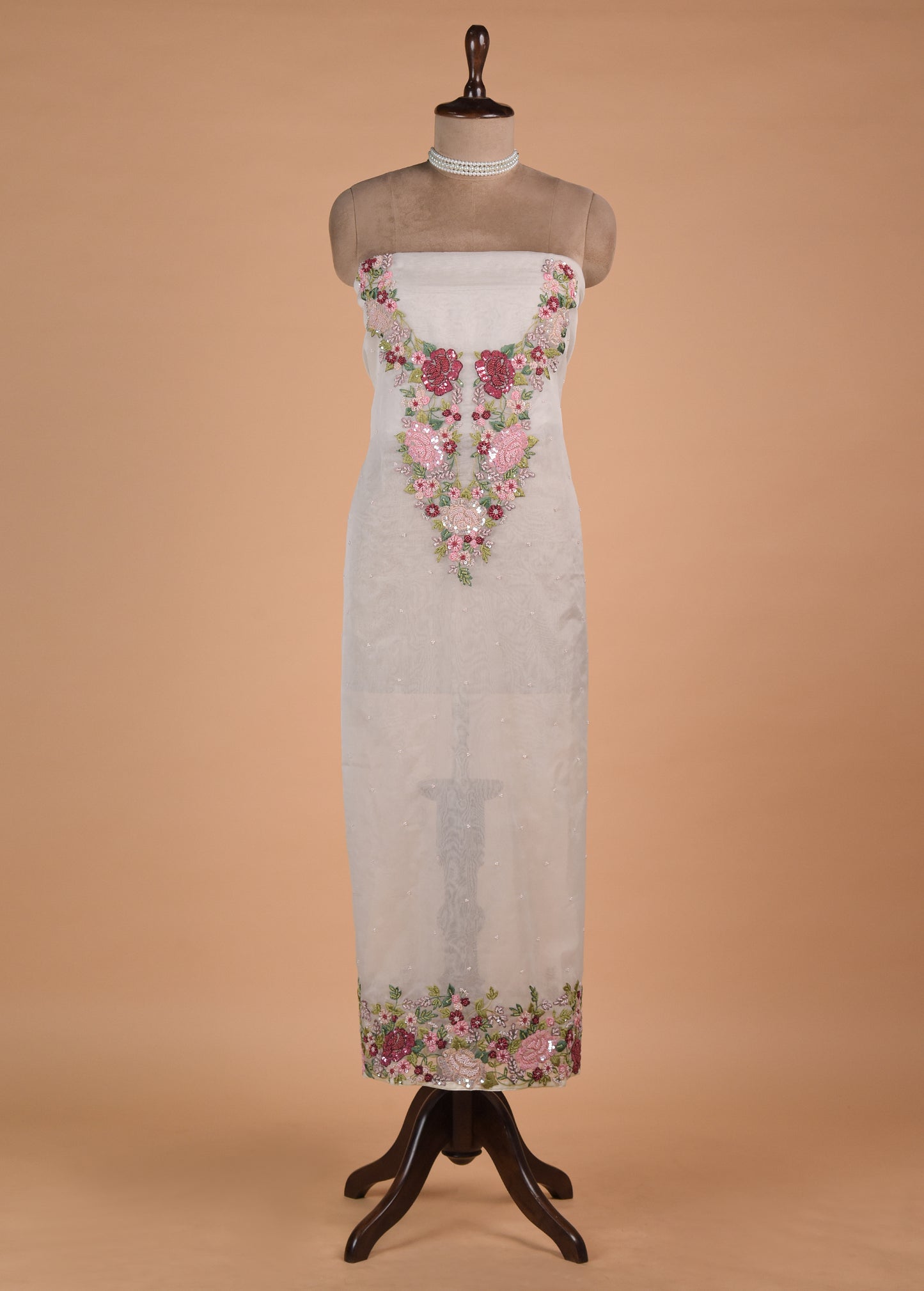 White Organza Dress Material - Image 2 | Greenways Delhi