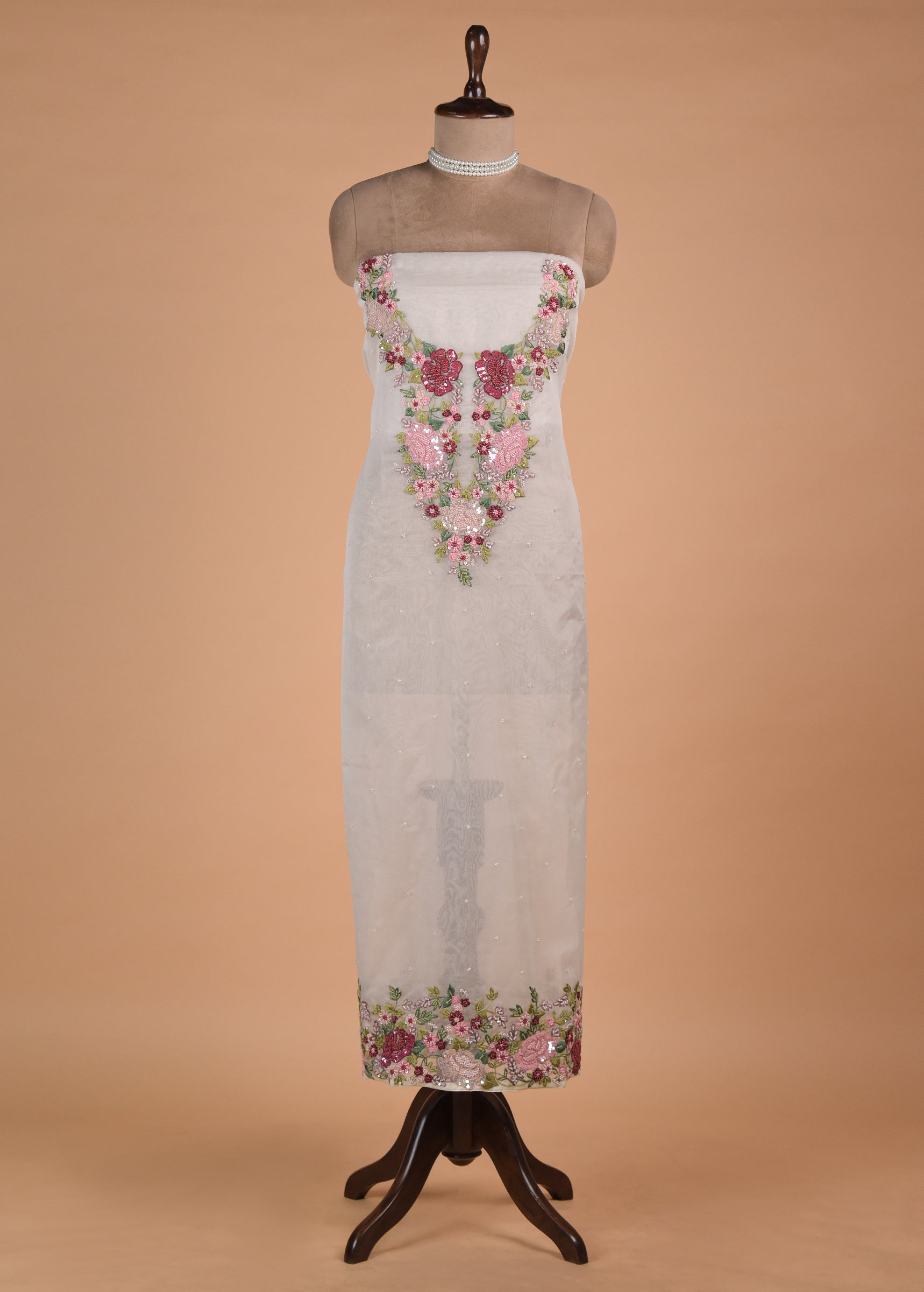 White Organza Dress Material - Image 2 | Greenways Delhi
