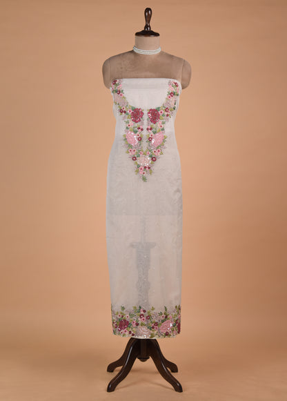 White Organza Dress Material - Image 2 | Greenways Delhi