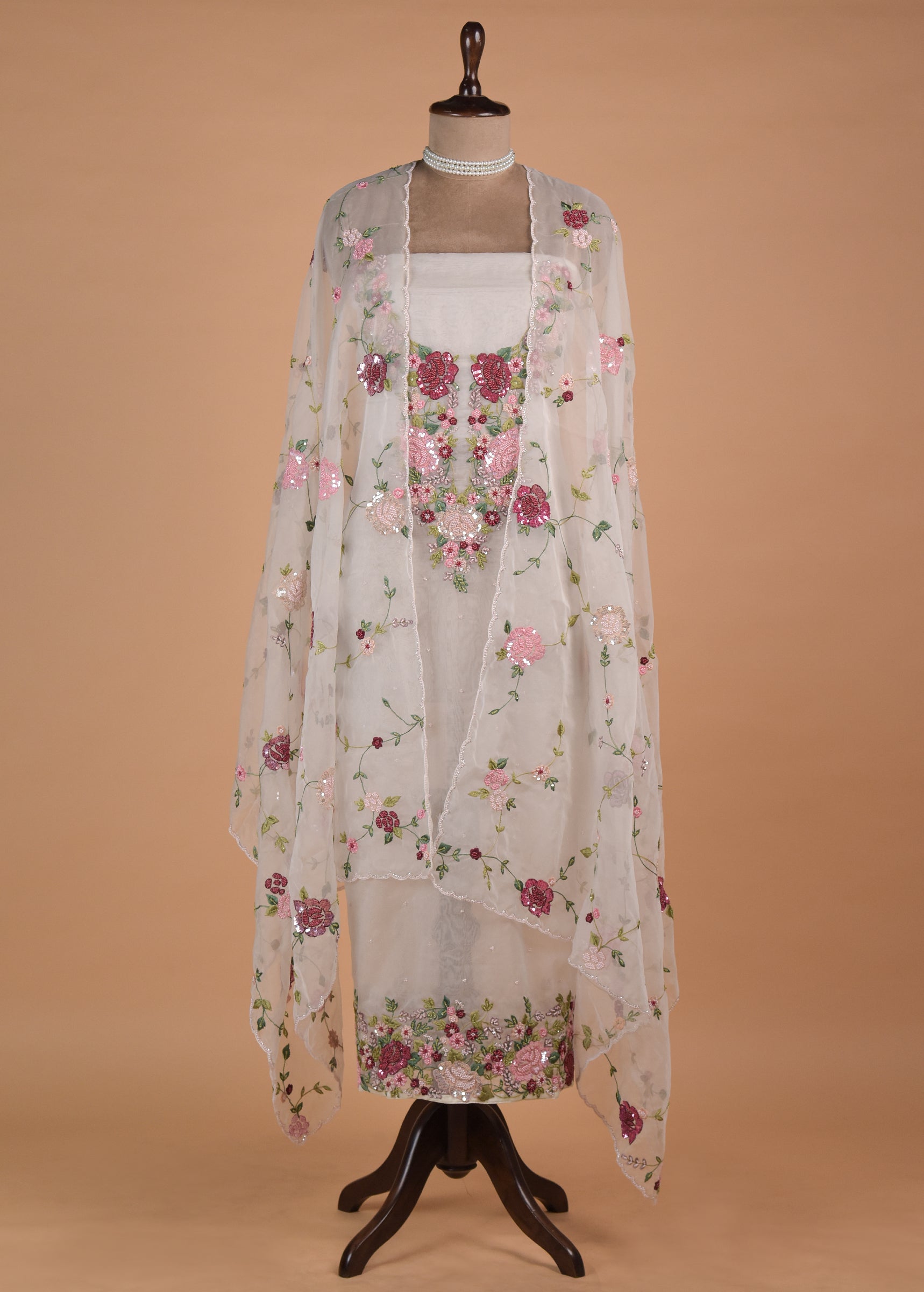 White Organza Dress Material | Greenways Delhi
