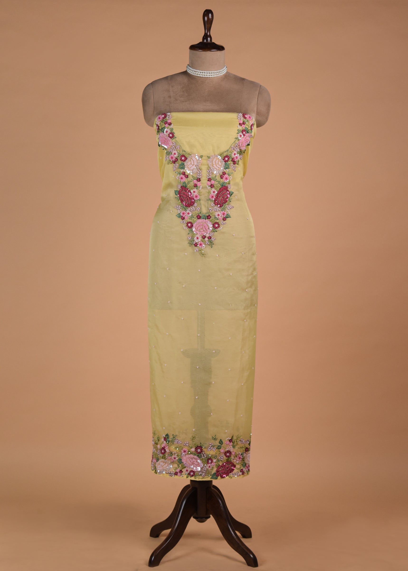 Yellow Organza Dress Material - Image 2 | Greenways Delhi