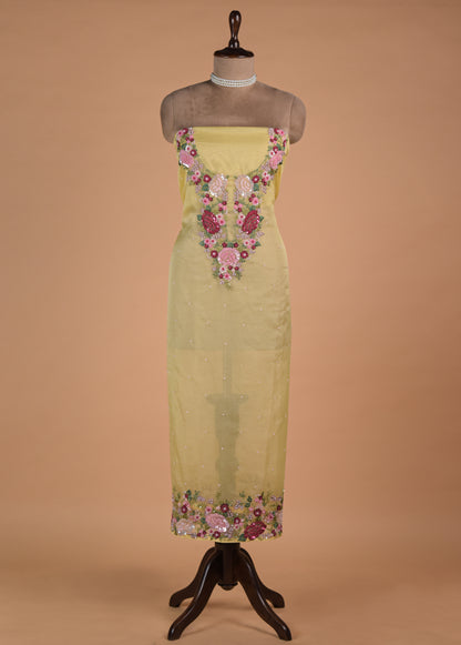 Yellow Organza Dress Material - Image 2 | Greenways Delhi