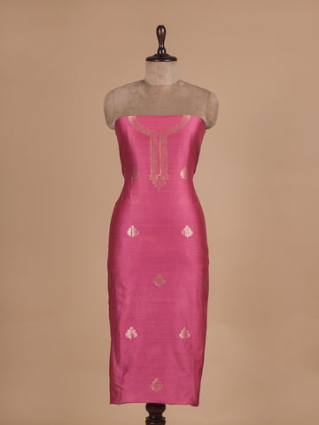Pink Chanderi Cotton Dress Material
