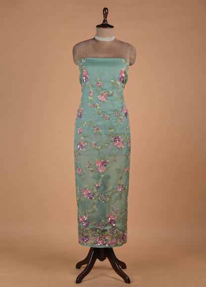 Blue Organza Dress Material - Image 2 | Greenways Delhi