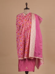 Pink Chanderi Cotton Dress Material