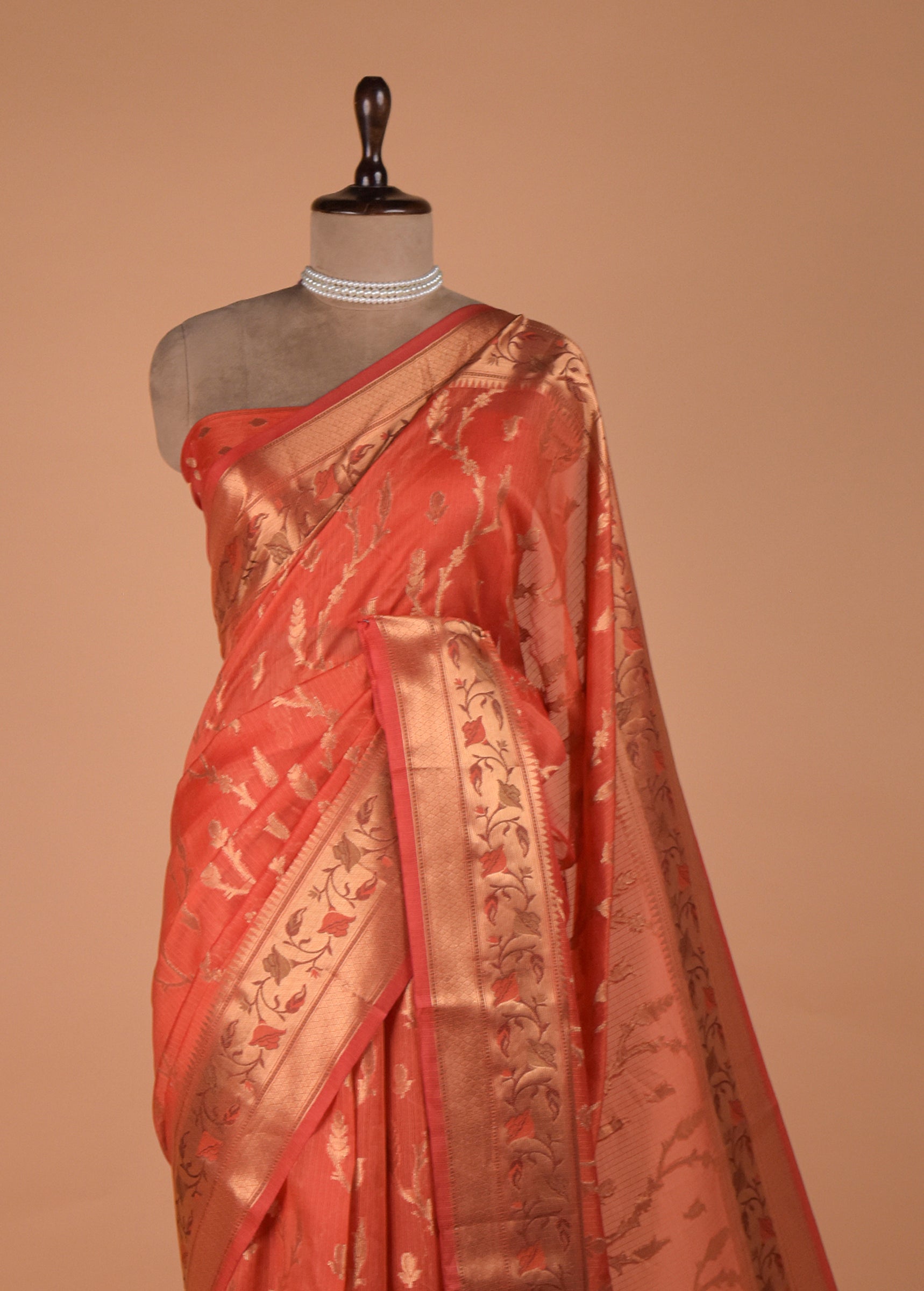 Peach Cotton Saree