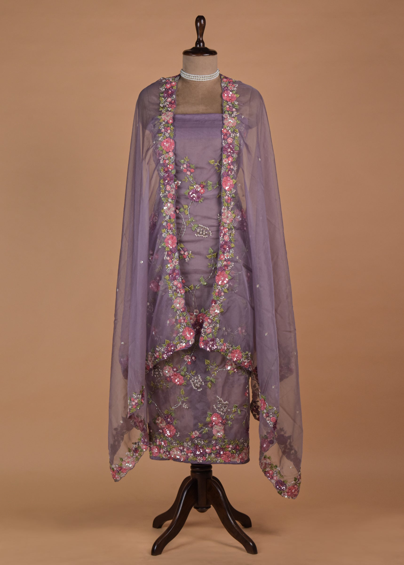 Purple Organza Dress Material | Greenways Delhi
