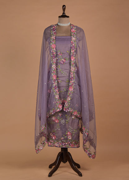 Purple Organza Dress Material | Greenways Delhi