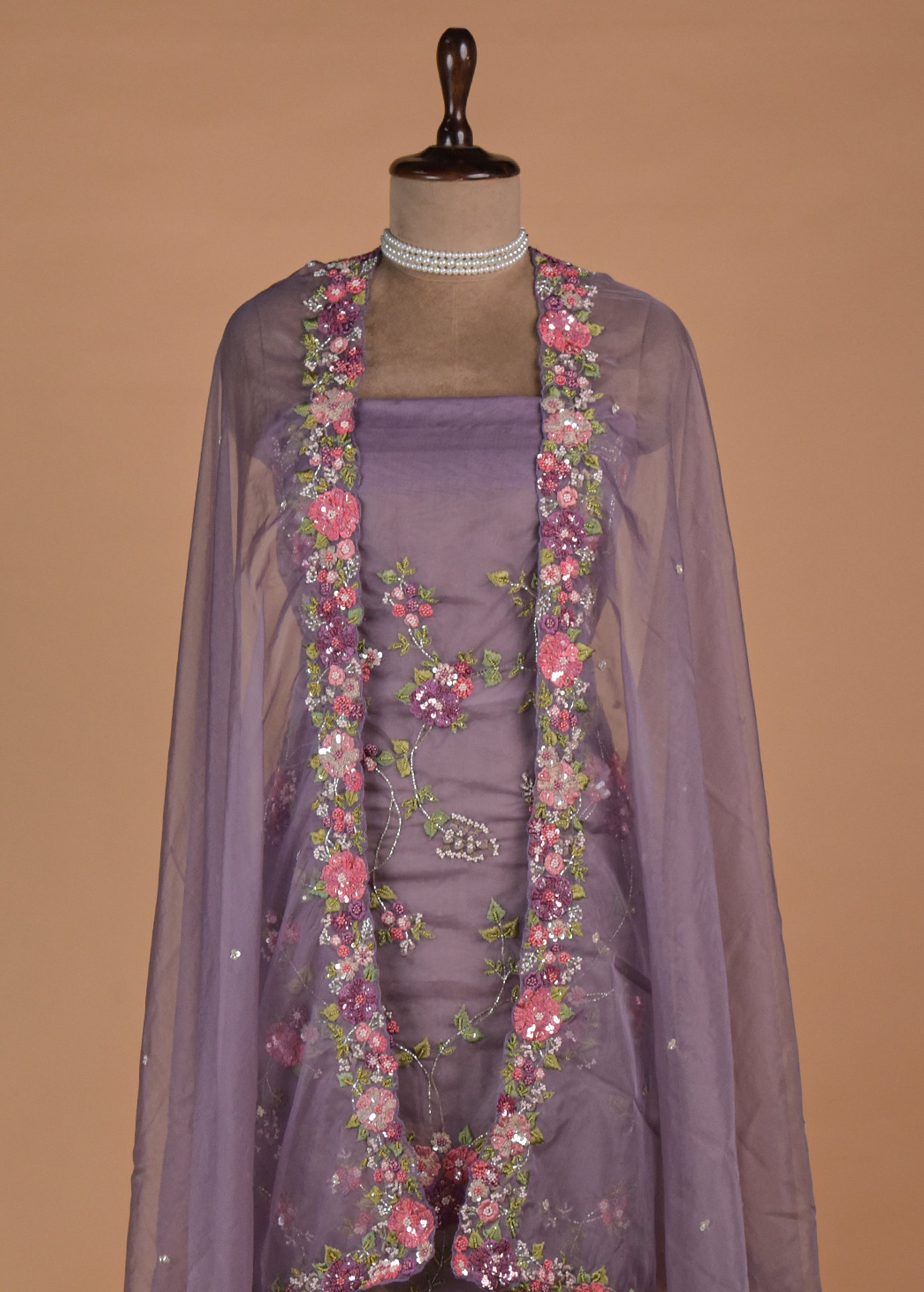 Purple Organza Dress Material - Image 3 | Greenways Delhi