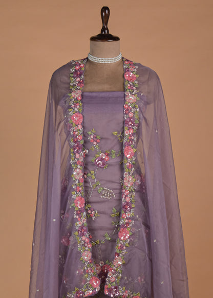 Purple Organza Dress Material - Image 3 | Greenways Delhi