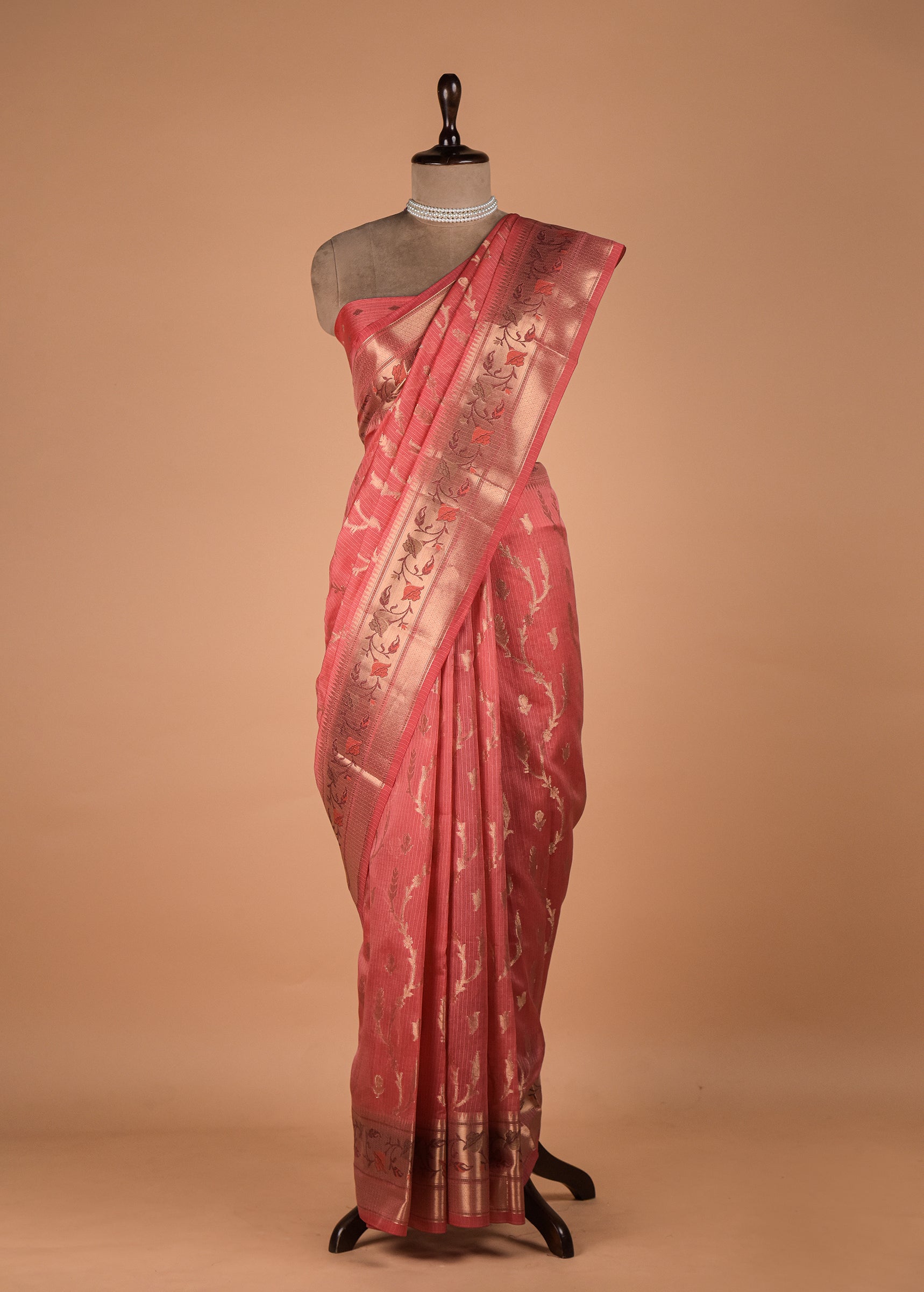Peach Cotton Saree