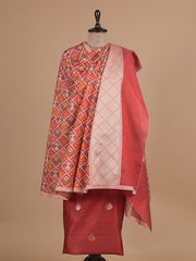 Red Chanderi Cotton Dress Material