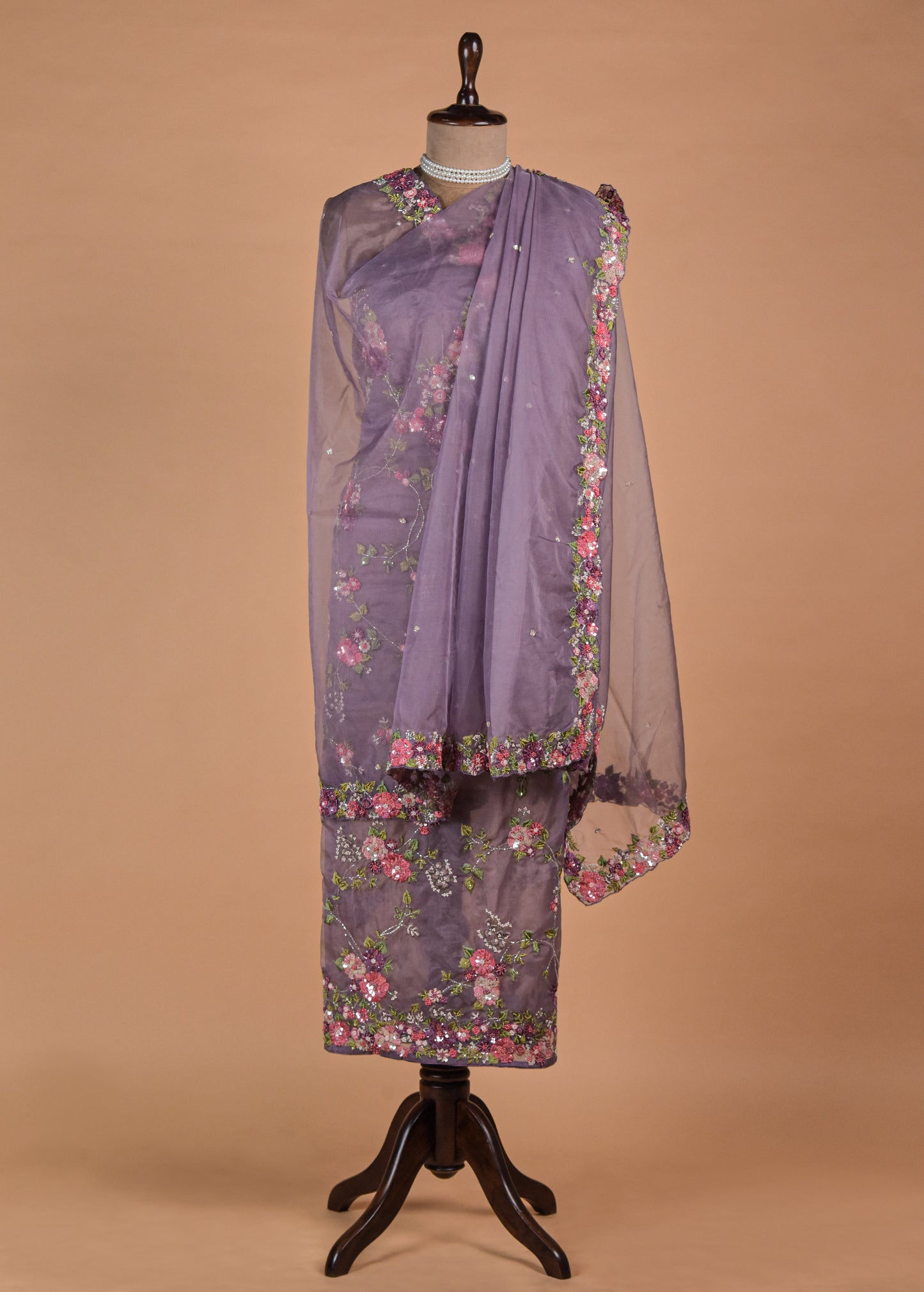 Purple Organza Dress Material - Image 4 | Greenways Delhi