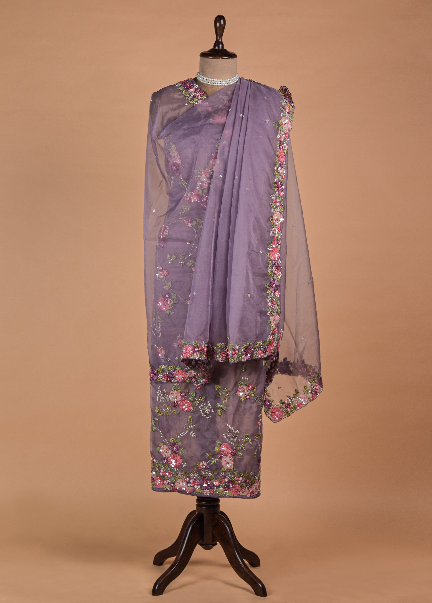 Purple Organza Dress Material - Image 4 | Greenways Delhi