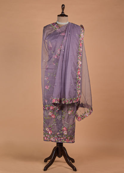 Purple Organza Dress Material - Image 4 | Greenways Delhi