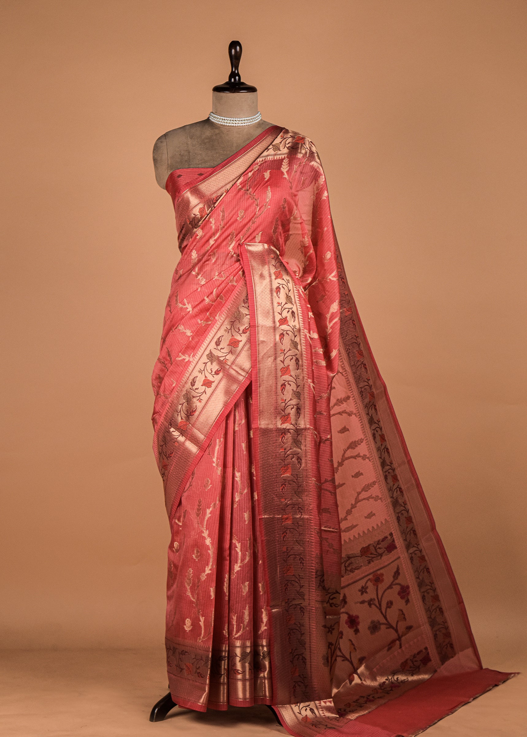 Peach Cotton Saree
