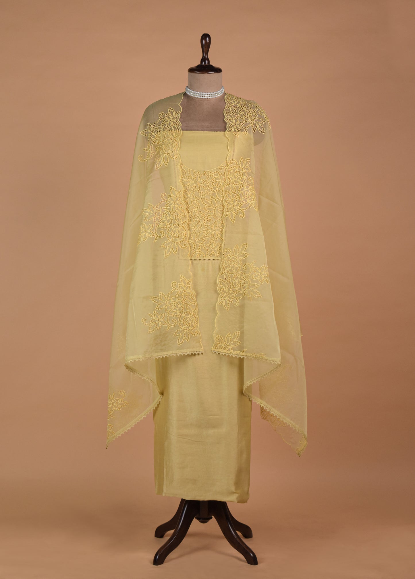 Yellow Organza Dress Material | Greenways Delhi