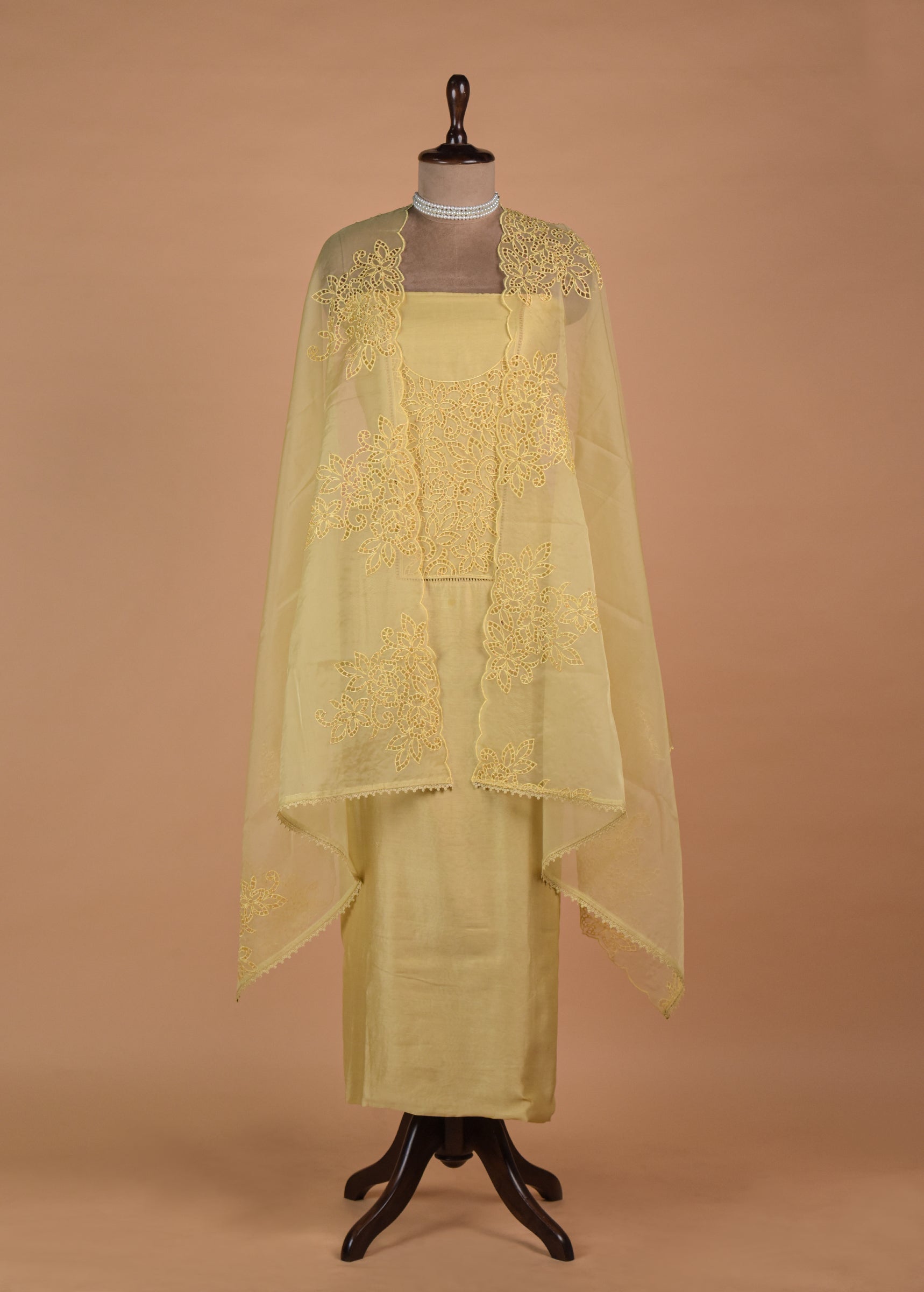 Yellow Organza Dress Material | Greenways Delhi