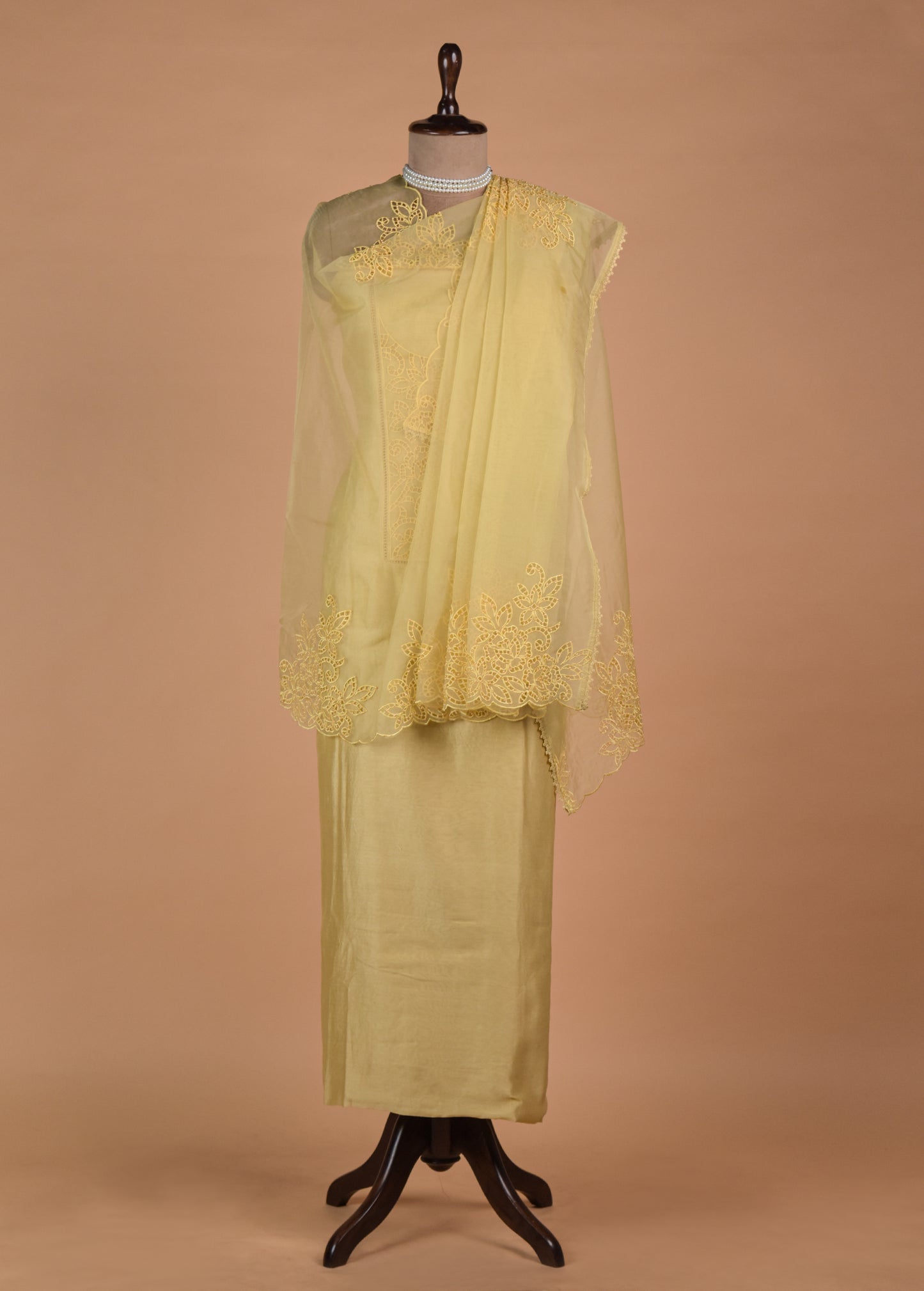 Yellow Organza Dress Material - Image 4 | Greenways Delhi