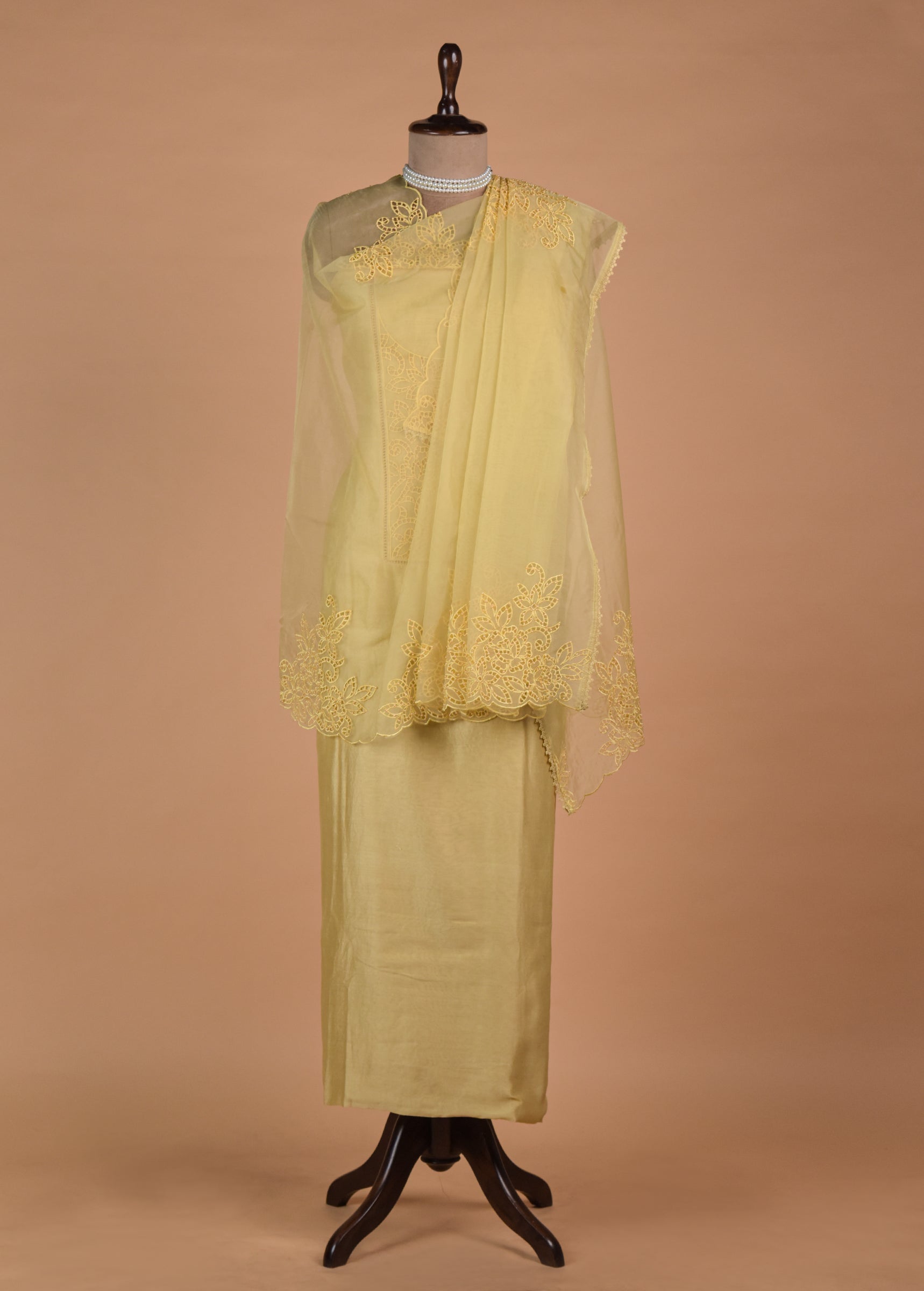 Yellow Organza Dress Material - Image 4 | Greenways Delhi