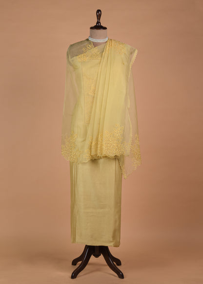 Yellow Organza Dress Material - Image 4 | Greenways Delhi