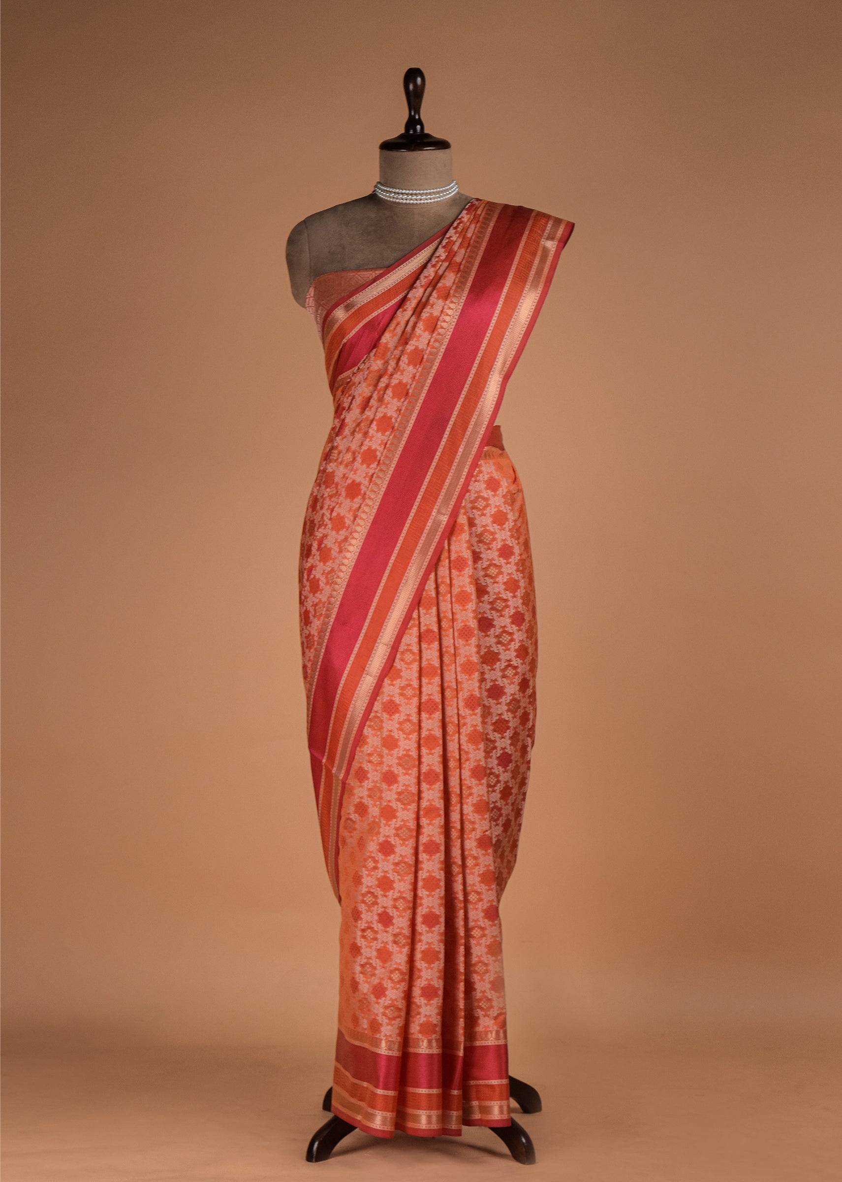 Orange Cotton Bandhani Saree