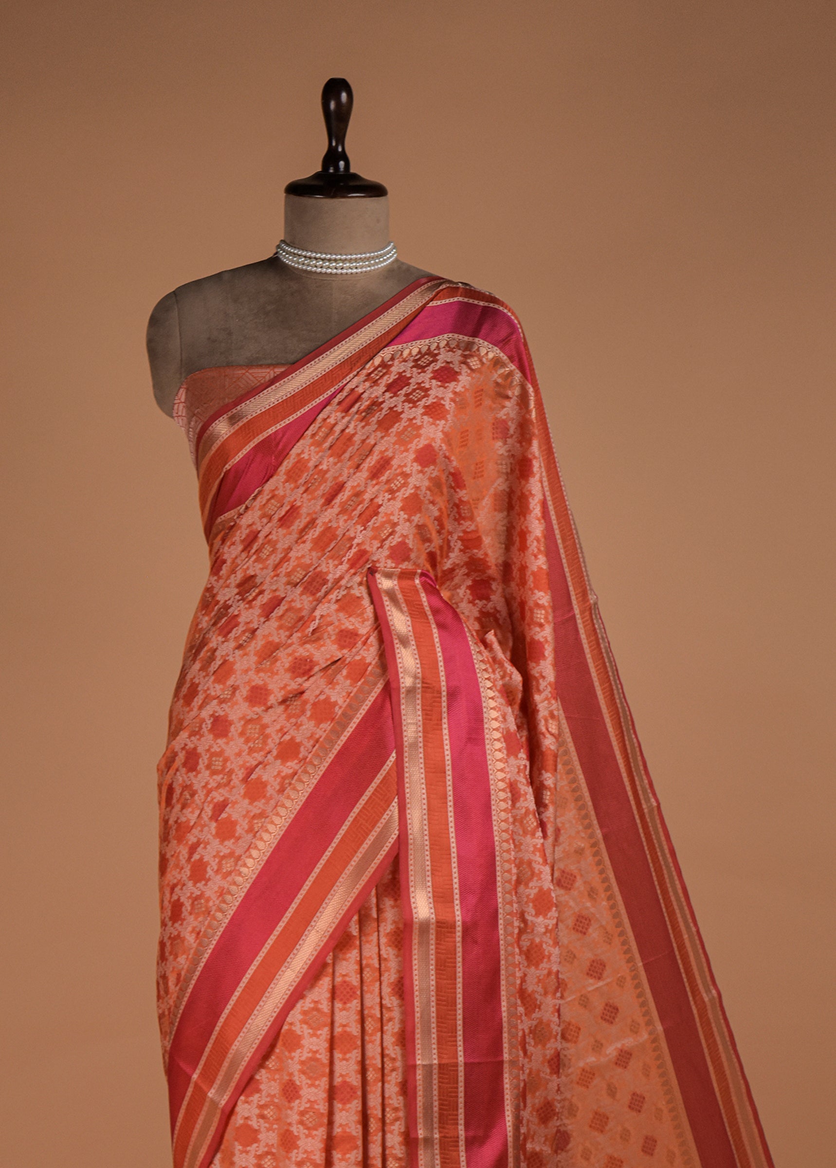 Orange Cotton Bandhani Saree