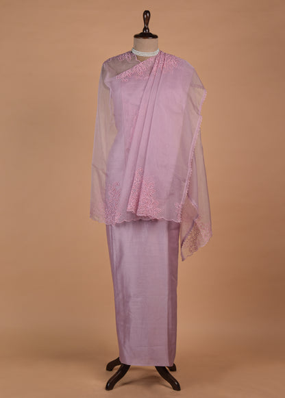Lilac Organza Dress Material - Image 4 | Greenways Delhi