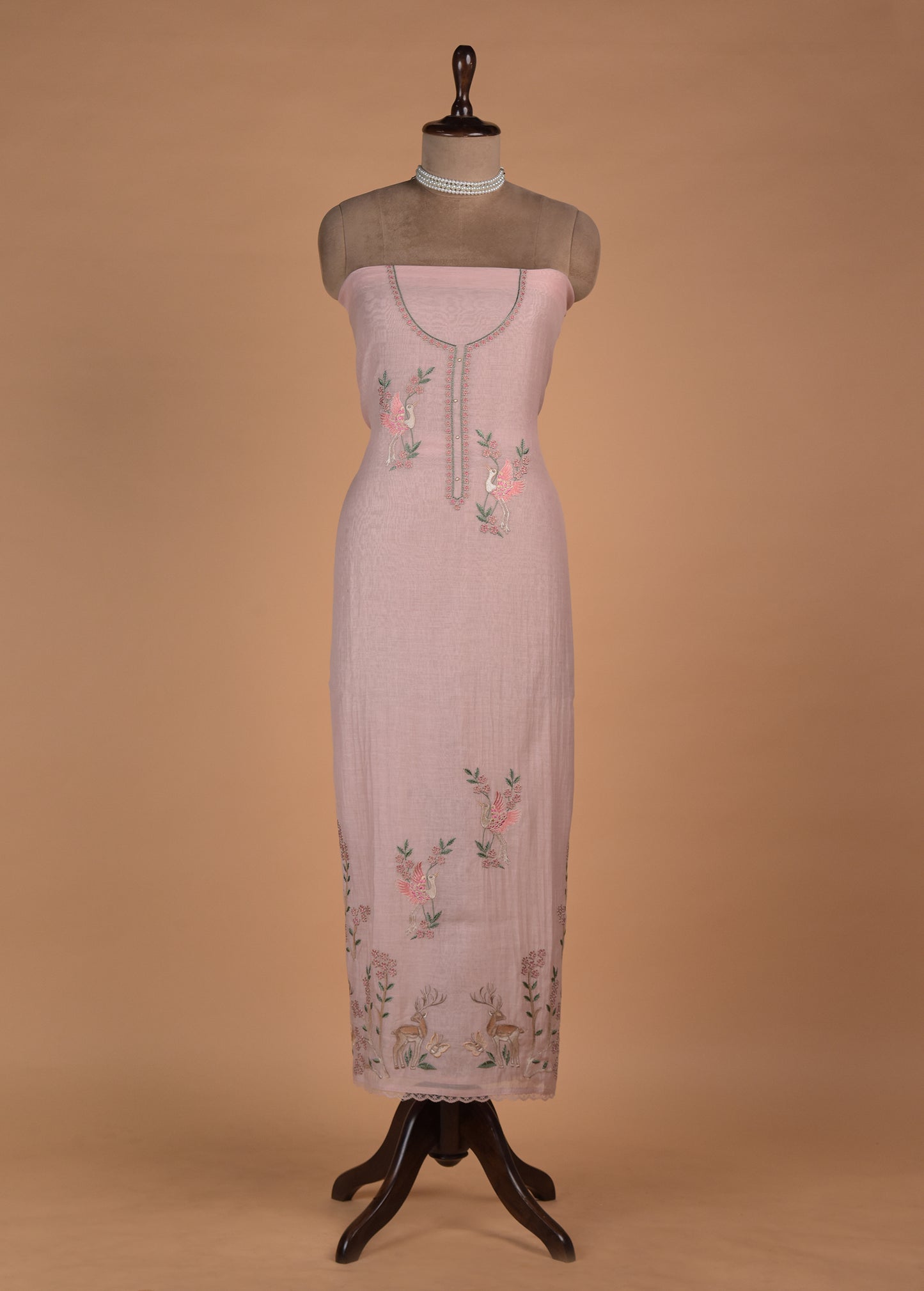 Pink Mul Chanderi Dress Material - Image 2 | Greenways Delhi