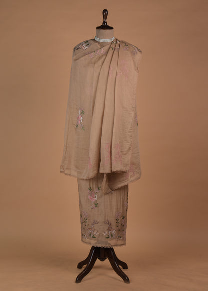 Beige Mul Chanderi Dress Material - Image 4 | Greenways Delhi