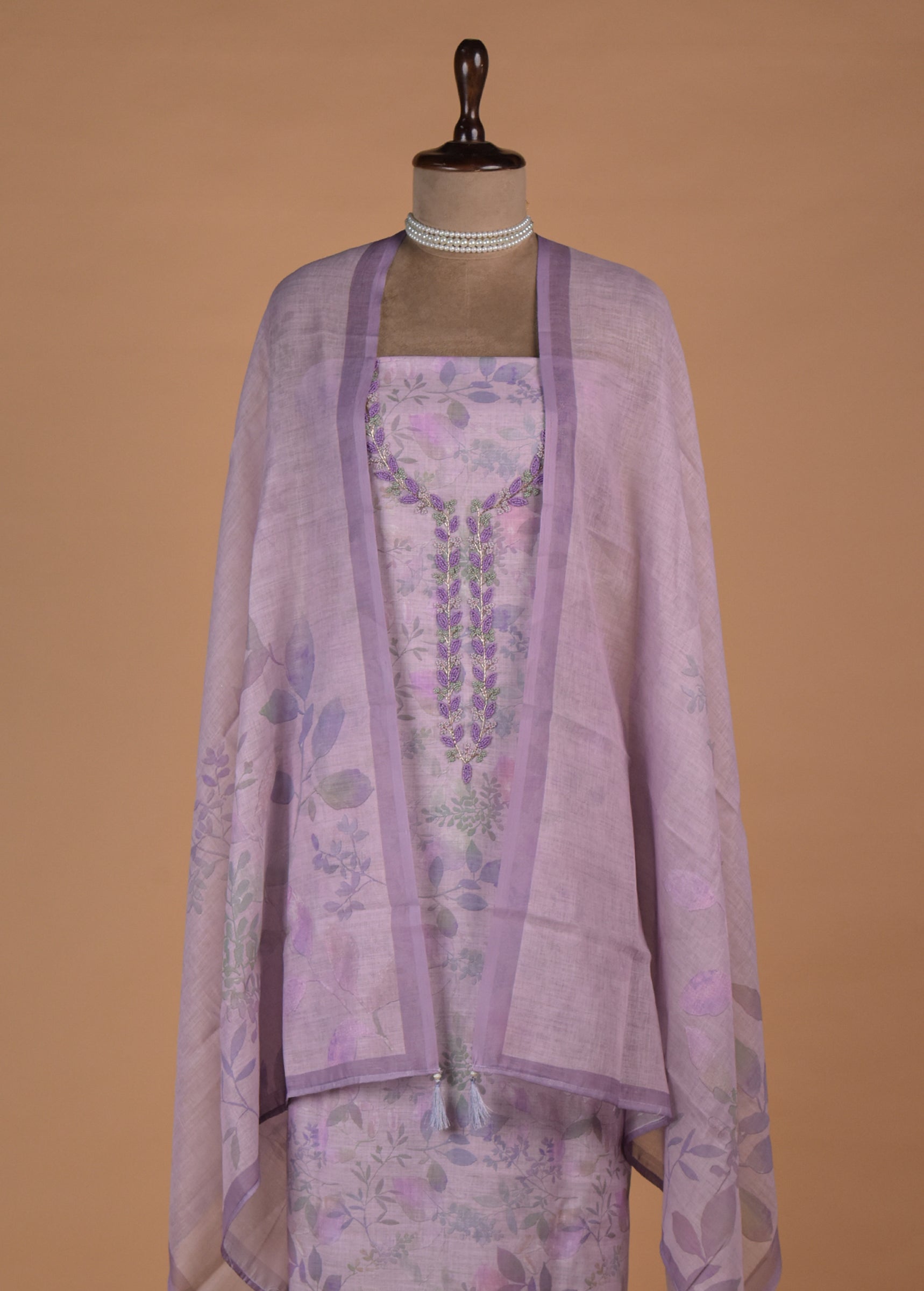 Purple Linen Dress Material - Image 2 | Greenways Delhi