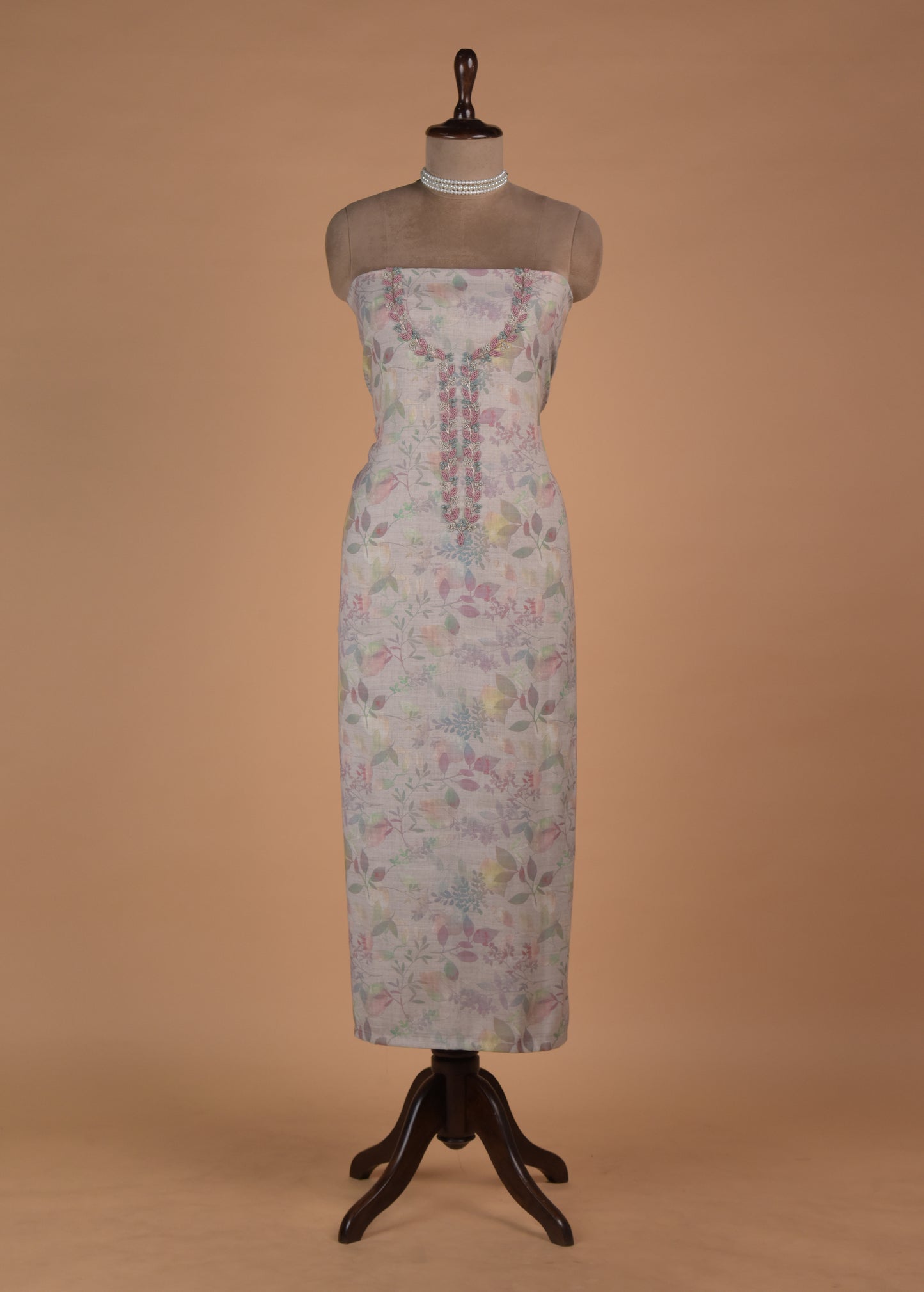 Cream Linen Dress Material - Image 2 | Greenways Delhi