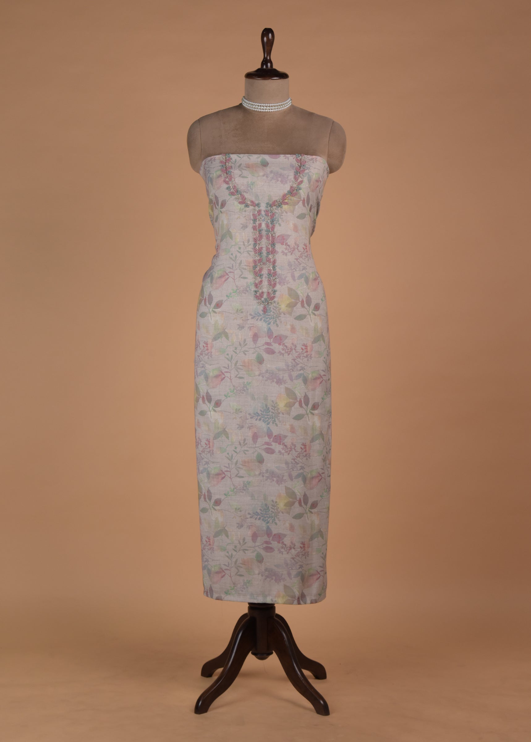 Cream Linen Dress Material - Image 2 | Greenways Delhi