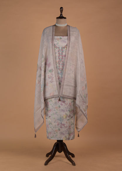 Cream Linen Dress Material | Greenways Delhi