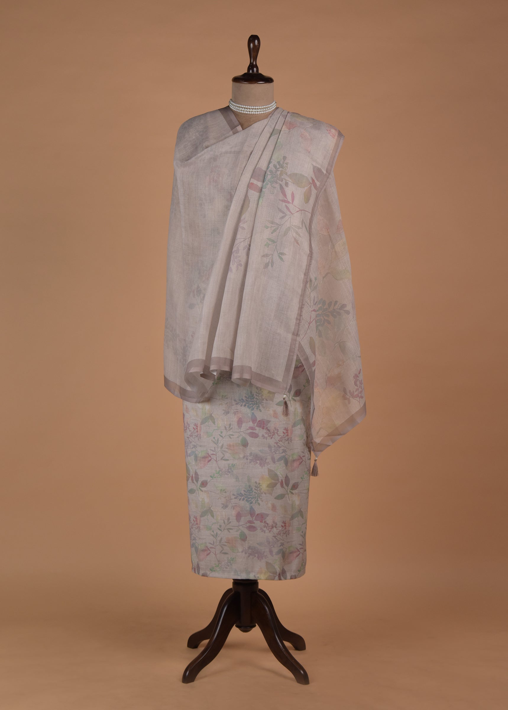 Cream Linen Dress Material - Image 3 | Greenways Delhi