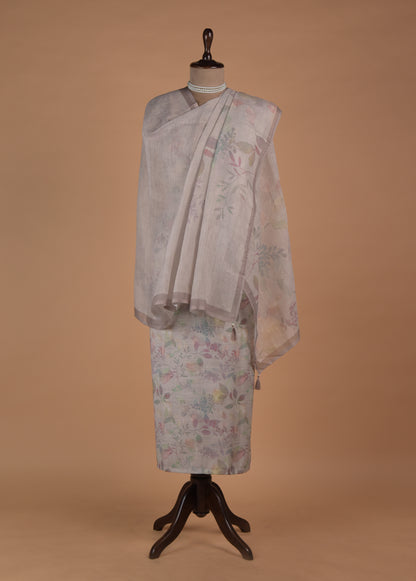 Cream Linen Dress Material - Image 3 | Greenways Delhi