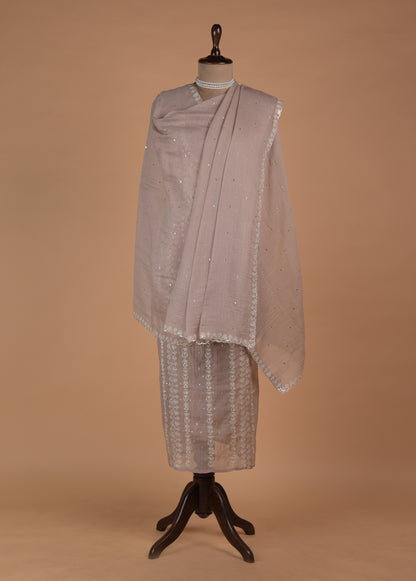 Beige Mul Chanderi Dress Material - Image 3 | Greenways Delhi